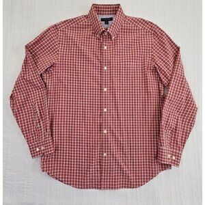 Banana Republic Soft Wash Shirt Men's 16 Large Red Check Long Sleeve EUC LN